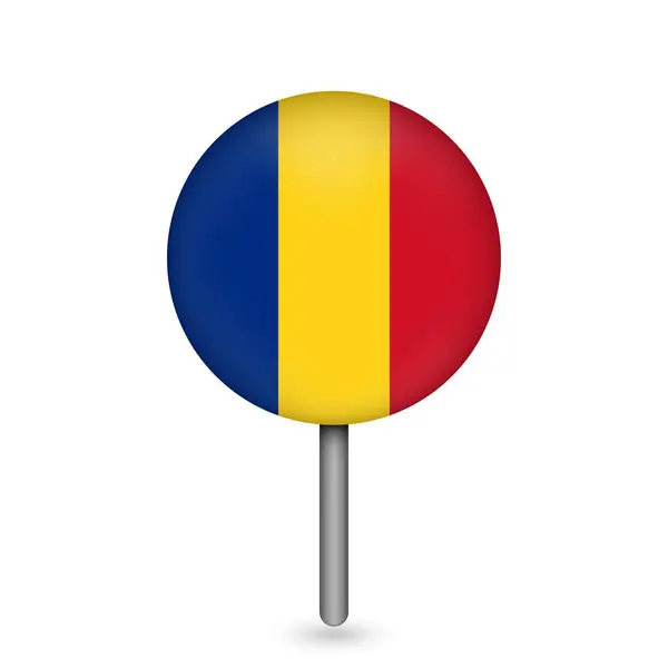 Kaartaanwijzer Met Contry Roemenië Roemenië Vlag Vectorillustratie — Stockvector