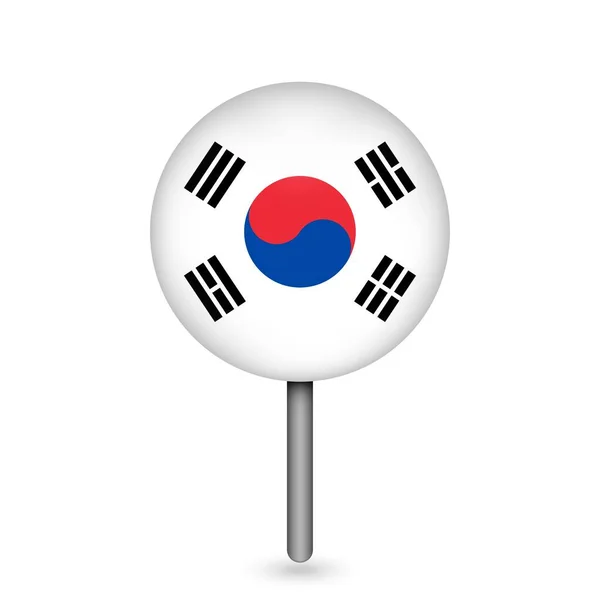 Kartenzeiger Mit Dem Land Südkorea Südkoreanische Flagge Vektorillustration — Stockvektor