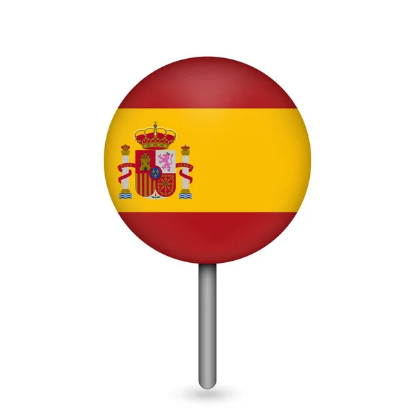 Ponteiro Mapa Com Contry Espanha Bandeira Espanhola Ilustração Vetorial — Vetor de Stock