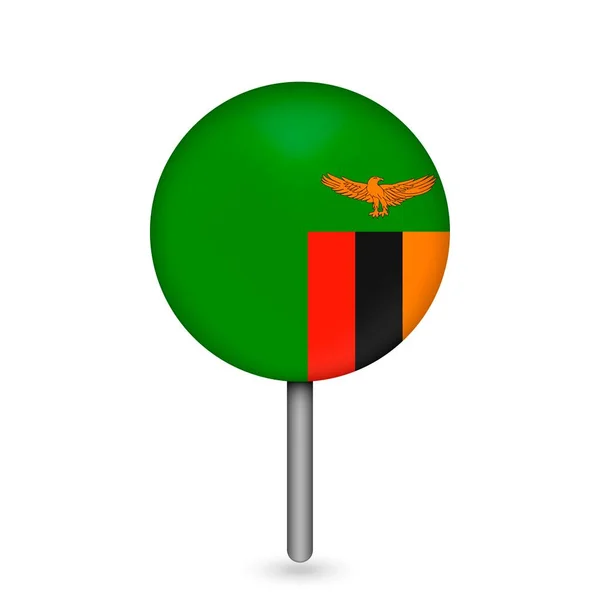 Ukazatel Mapy Protikladnou Zambií Zambijská Vlajka Vektorová Ilustrace — Stockový vektor