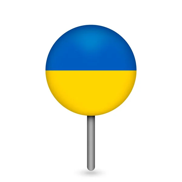Mapa Ponteiro Com Contry Ucrânia Bandeira Ucrânia Ilustração Vetorial —  Vetores de Stock