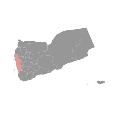 Al Hudaydah Valiliği, Yemen 'in idari bölümü. Vektör illüstrasyonu.