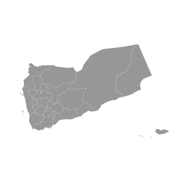 行政区画を持つイエメン灰色の地図 ベクトルイラスト — ストックベクタ