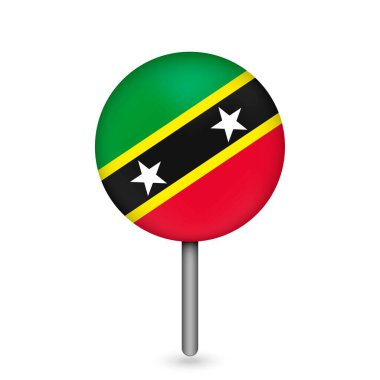 Saint Kitts ve Nevis 'in haritası. Saint Kitts ve Nevis bayrağı. Vektör illüstrasyonu.