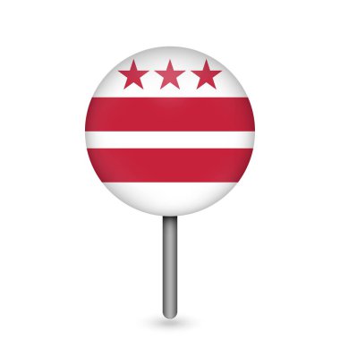 Kolombiya Bölgesi bayraklı harita işaretleyici. Vektör illüstrasyonu.