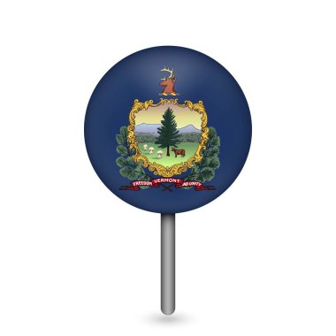 Vermont bayrağıyla harita işaretleyici. Vektör illüstrasyonu.