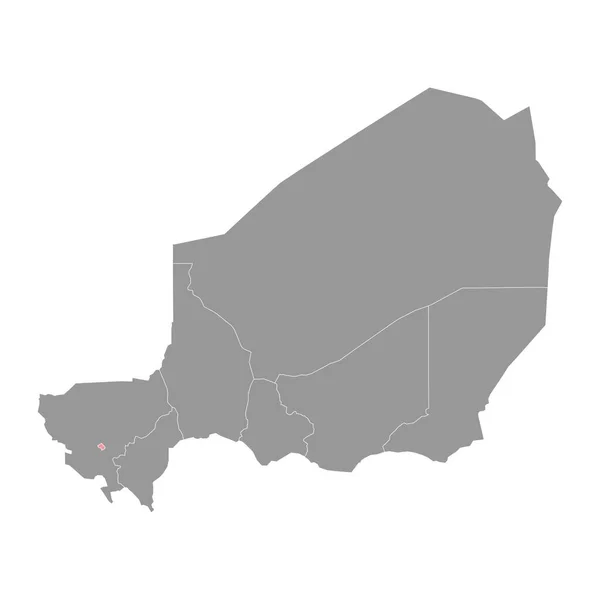 ニアミー市地図 ニジェールの行政区画 ベクトルイラスト — ストックベクタ