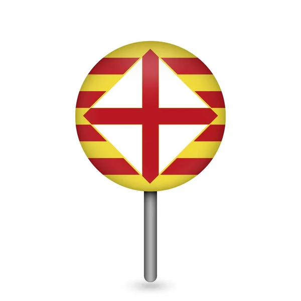 Ukazatel Mapy Barcelonskou Vlajkou Provincie Španělsko Vektorová Ilustrace — Stockový vektor