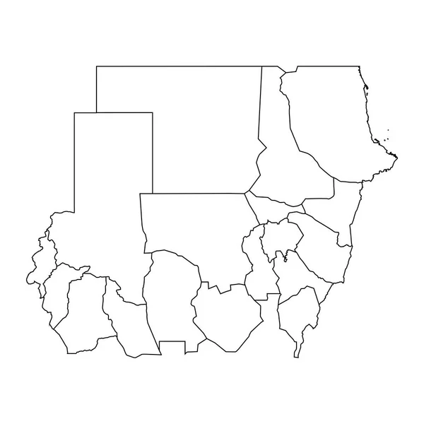Dari Bölümleri Olan Sudan Haritası Vektör Illüstrasyonu — Stok Vektör