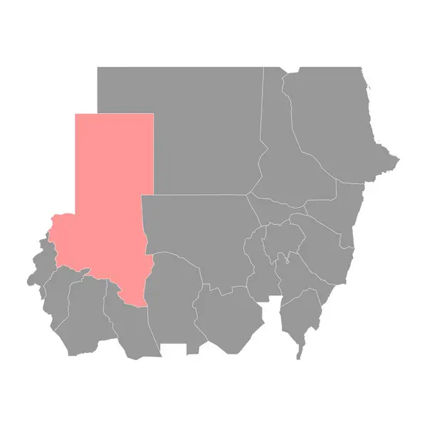 北达尔富尔州地图 苏丹行政区划 矢量说明 — 图库矢量图片