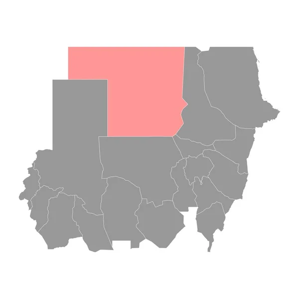 Βόρεια Κρατικός Χάρτης Διοικητική Διαίρεση Του Σουδάν Εικονογράφηση Διανύσματος — Διανυσματικό Αρχείο