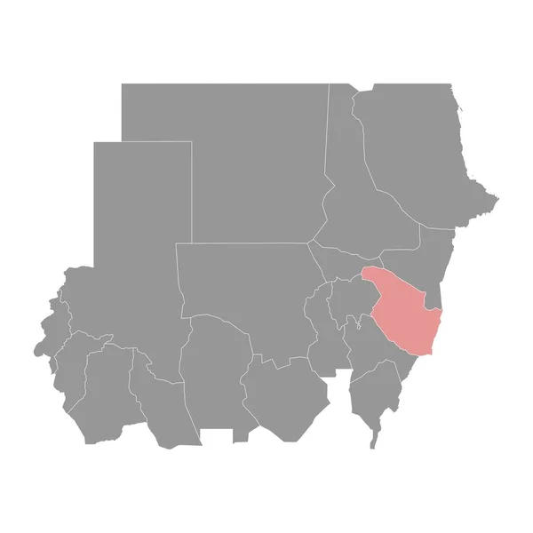 Mapa Del Estado Qadarif División Administrativa Sudán Ilustración Vectorial — Vector de stock