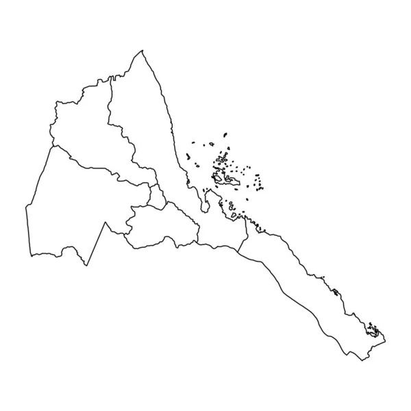 厄立特里亚地图上有行政区划 矢量说明 — 图库矢量图片