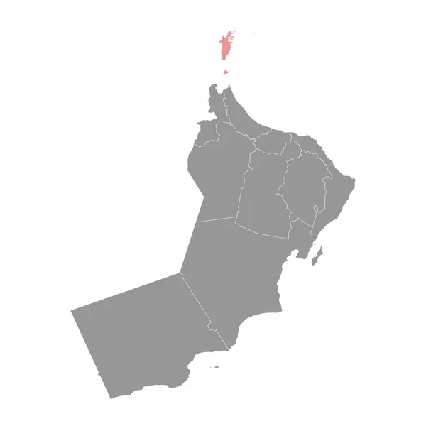 Musandam Gouvernementele Kaart Administratieve Indeling Van Oman Vectorillustratie — Stockvector