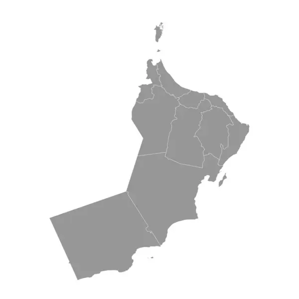 Oman Map Administrative Divisions Vector Illustration — Stock Vector