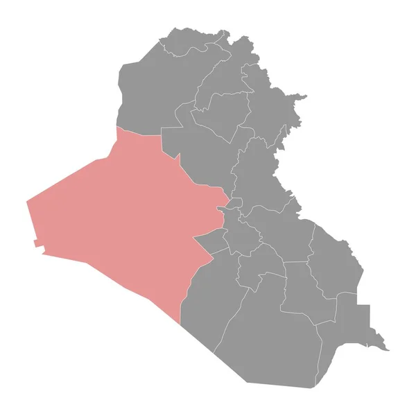 Anbar Governorate Map Podział Administracyjny Iraku Ilustracja Wektora — Wektor stockowy