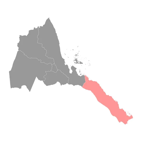 Carte Région Sud Mer Rouge Division Administrative Érythrée Illustration Vectorielle — Image vectorielle