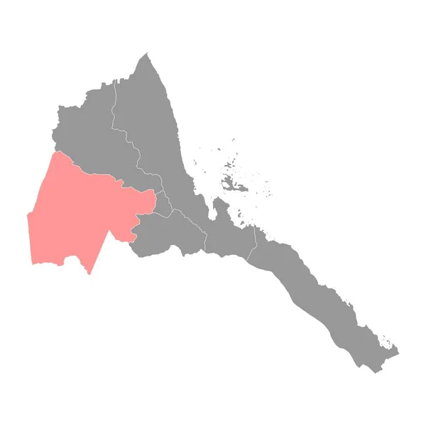 Mapa Regionu Gash Barka Správní Oblast Eritreje Vektorová Ilustrace — Stockový vektor