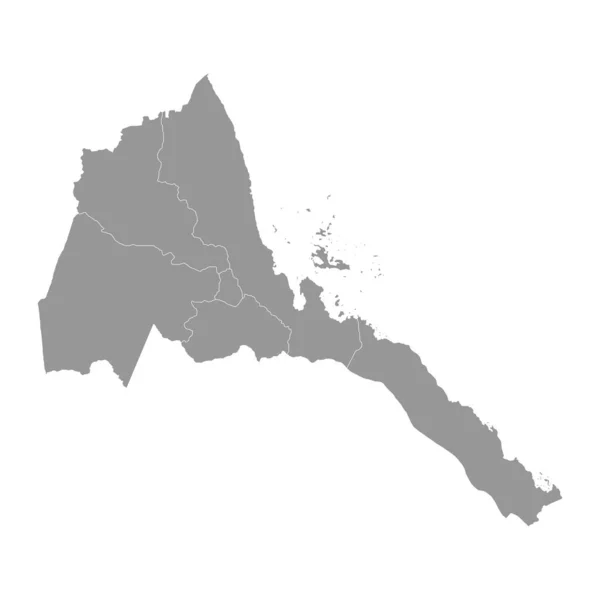 Χάρτης Ερυθραίας Διοικητικές Διαιρέσεις Εικονογράφηση Διανύσματος — Διανυσματικό Αρχείο