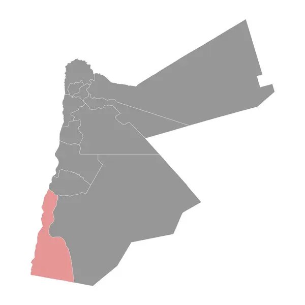 Карта Провинции Акаба Административное Деление Иордании — стоковый вектор