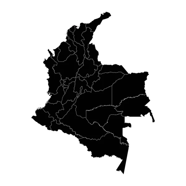 Colombiaanse Kaart Met Administratieve Afdelingen — Stockvector