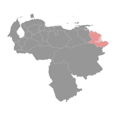 Delta Amacuro eyalet haritası, Venezuela 'nın idari bölümü.