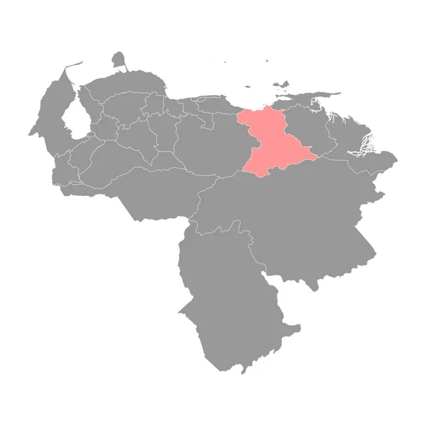Mapa Del Estado Anzoategui División Administrativa Venezuela — Vector de stock