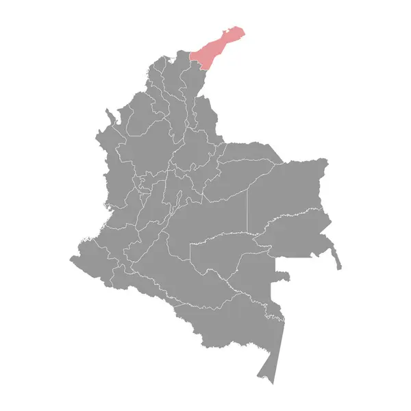 Χάρτης Διαμερισμάτων Guajira Διοικητική Διαίρεση Της Κολομβίας — Διανυσματικό Αρχείο