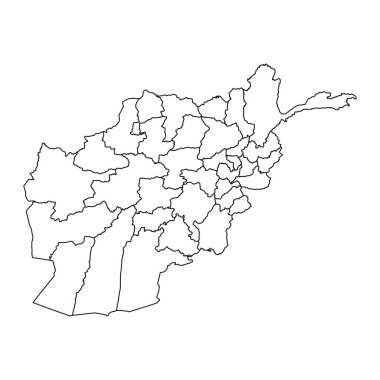 Afganistan haritası idari bölümlerle birlikte.