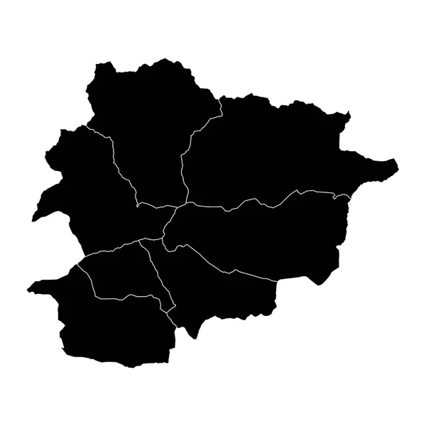 Principado Andorra Mapa Con Divisiones Administrativas — Vector de stock