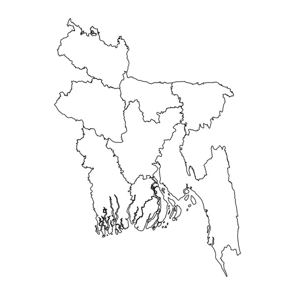 Bangladesh Mapa Com Divisões Administrativas —  Vetores de Stock