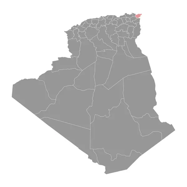Mapa Provincie Taref Správní Oblast Alžírska — Stockový vektor