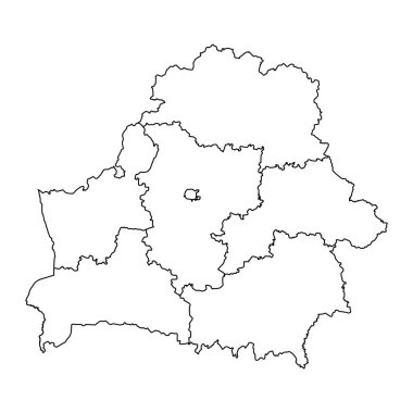 İdari bölümlere sahip Belarus haritası.