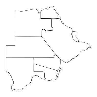 İdari bölümlere sahip Botswana haritası.