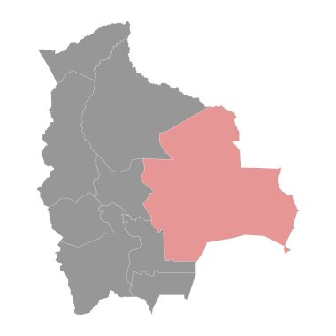 Santa Cruz Bölümü haritası, Bolivya idari bölümü.