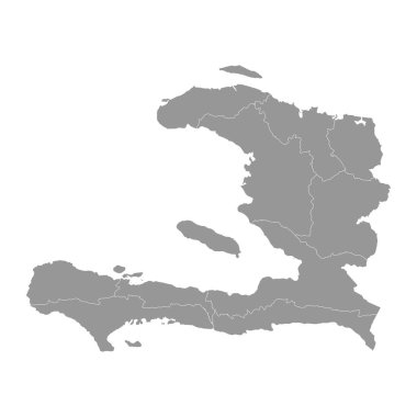 İdari bölümleri olan Haiti haritası. Vektör illüstrasyonu.