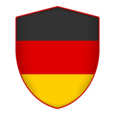 Alman bayrağı kalkan şeklinde. Vektör illüstrasyonu.