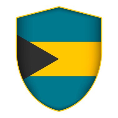 Bahama bayrağı kalkan şeklinde. Vektör illüstrasyonu.