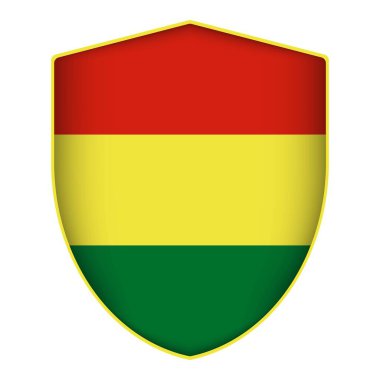 Bolivya bayrağı kalkan şeklinde. Vektör illüstrasyonu.