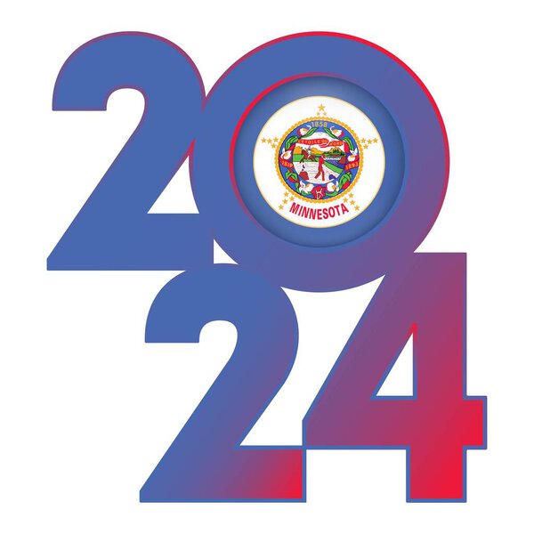 Знамя 2024 года с флагом штата Миннесота внутри. Векторная иллюстрация.