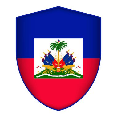 Haiti bayrağı kalkan şeklinde. Vektör illüstrasyonu.