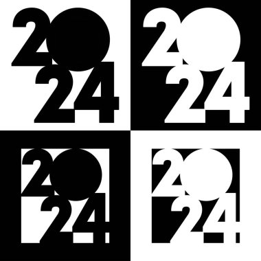 Mutlu yıllar 2024 afişi. Vektör illüstrasyonu.