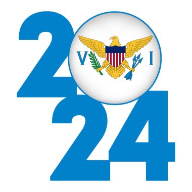 İçinde Virgin Adaları bayrağı olan 2024 yılınız kutlu olsun. Vektör illüstrasyonu.