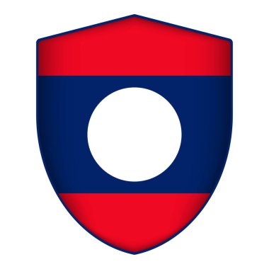 Laos bayrağı kalkan şeklinde. Vektör illüstrasyonu.
