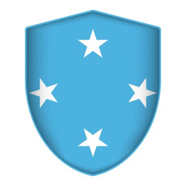 Mikronezya bayrağı kalkan şeklinde. Vektör illüstrasyonu.