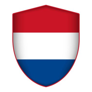Hollanda bayrağı kalkan şeklinde. Vektör illüstrasyonu.