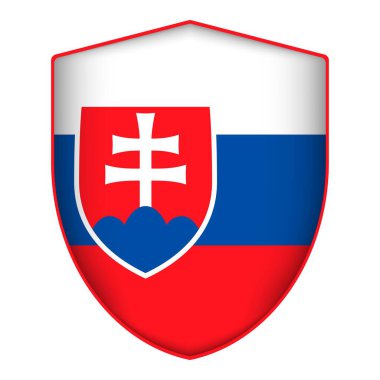 Slovakya bayrağı kalkan şeklinde. Vektör illüstrasyonu.
