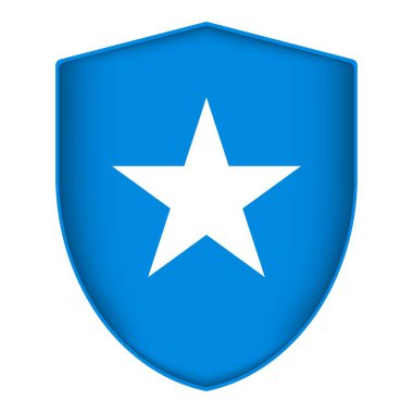 Kalkan şeklinde Somali Adaları bayrağı. Vektör illüstrasyonu.