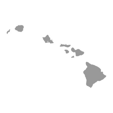 Hawaii eyaletinin gri haritasında adalar var. Vektör illüstrasyonu.