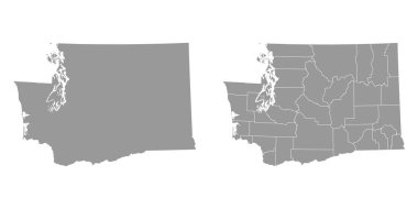 Washington state gray maps. Vector illustration. clipart